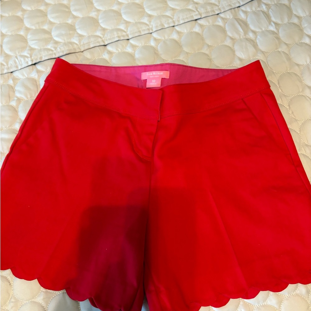 Isaac Mizrahi Red Scalloped Shorts